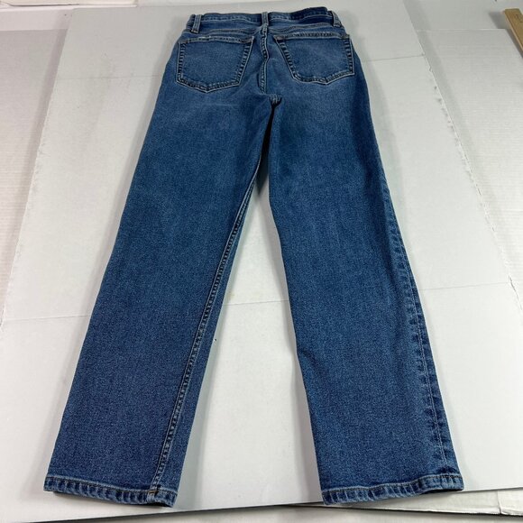 Re/Done Jean Women 25x26* 70s Stove Pipe High Rise Skinny Crop Blue Denim Tag 25 - Picture 10 of 16